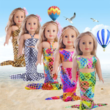 18寸美国女孩娃娃配件泳衣43cm夏芙娃娃美人鱼连体泳装厂家直供