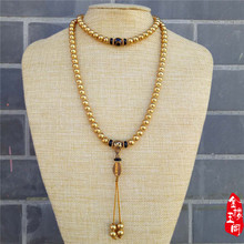 酷版秋冬男女毛衣链 铜器藏式天珠配饰 108颗铜珠项链批发