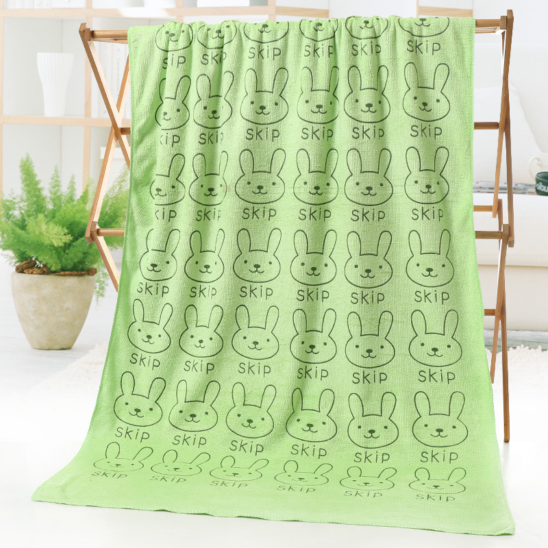 Wholesale Microfiber Bath Towel Absorbent Cartoon Rabbit Head Printed Beach Towel Adult Foreign Trade Towel Soft Lint-Free