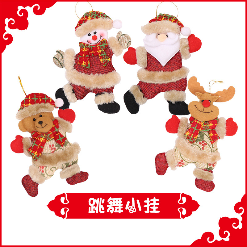 Christmas Christmas Tree Accessories Christmas Little Doll Dancing Old Man Snowman Deer Bear Fabric Doll Small Pendant Gift