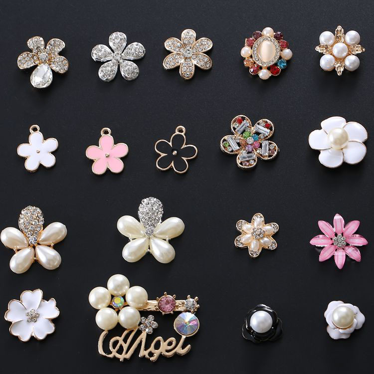 New Creative Five-Petal Flower Pearl Flower Cherry Blossom Mobile Phone Shell Jewelry Accessories Diy Jewelry Accessories Diamond-Embedded Material Package