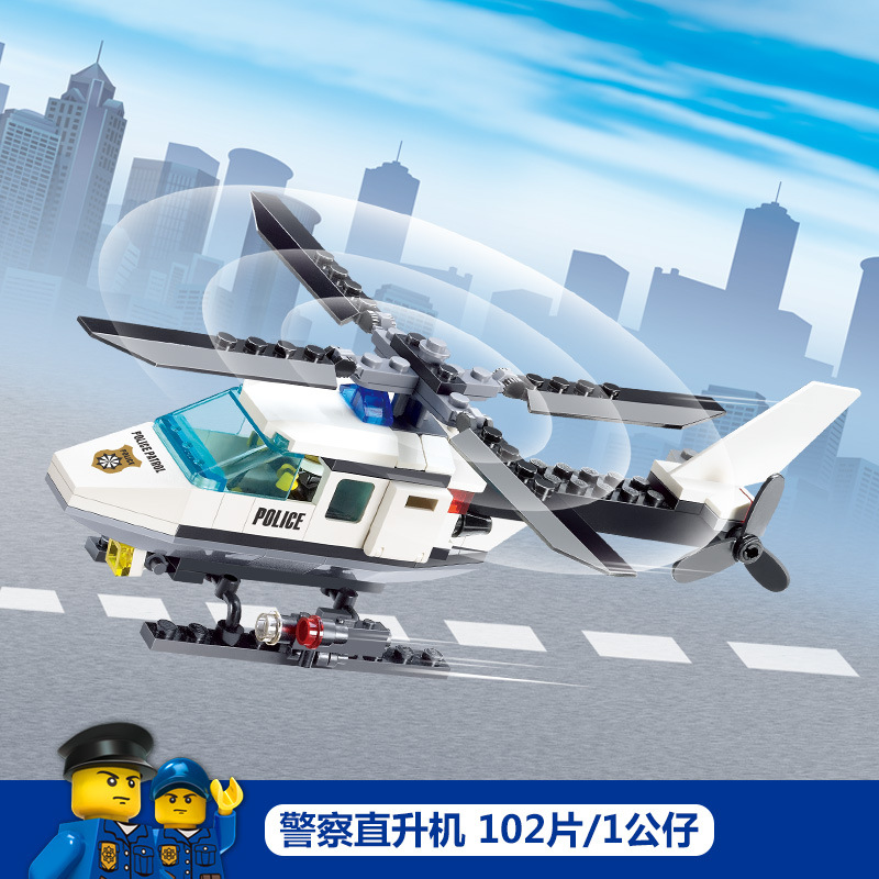 Kazi 6729 City Series Police Helicopter Small Particle Assembly Building Blocks Children Educational Toy Gift Ornaments