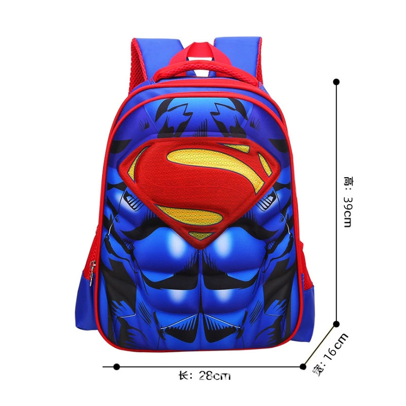 Schoolbag Elementary School Boy Hero Captain 3D Hard Shell Muscle Bat Superman Spine Protection Shoulder Backpack for Children