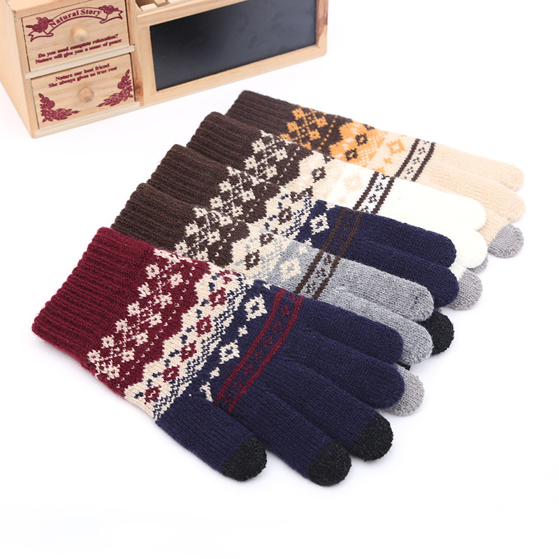 winter creative style warm finger gloves new jacquard touch screen gloves yiwu origin supply factory direct sales