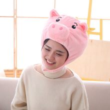 日本粉色可爱毛绒猪猪头套 猪猪帽子 毛绒头套 拍照道具写真道具