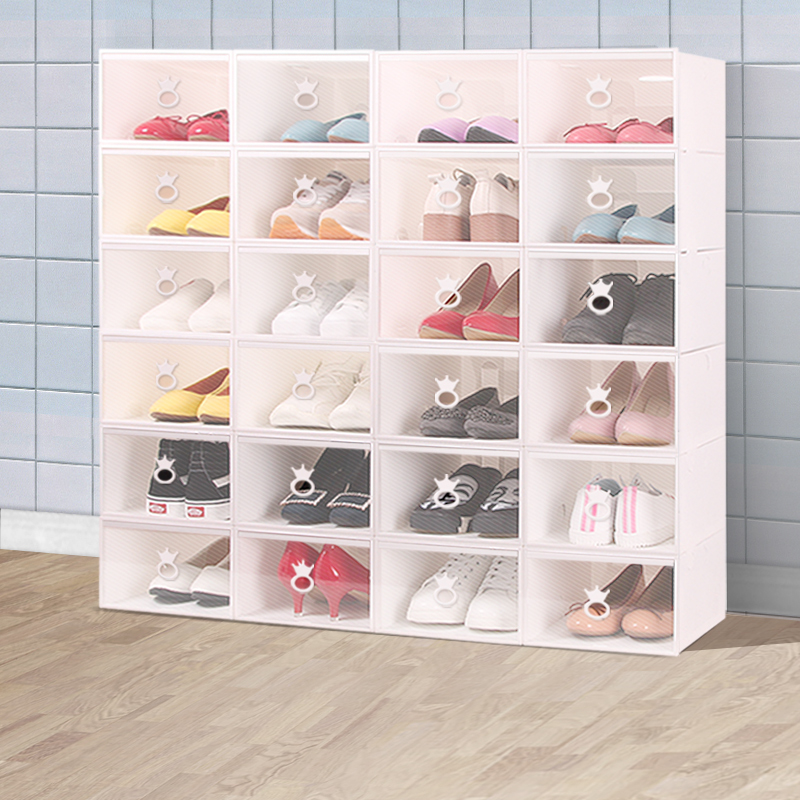 Thickened Shoe Box Flip Shoes Folding Container Drawer Transparent Shoe Cabinet Plastic Shoe Rack Space-Saving Artifact 0819