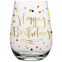 外贸出口Happy birthday stemless wine glass生日红酒杯 香槟杯