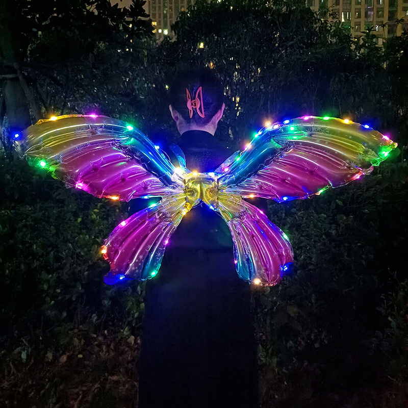 Internet Celebrity Luminous Victoria's Secret Butterfly Wings Balloon Sisters Birthday Arrangement Children's Toy Night Market Stall Small Gift