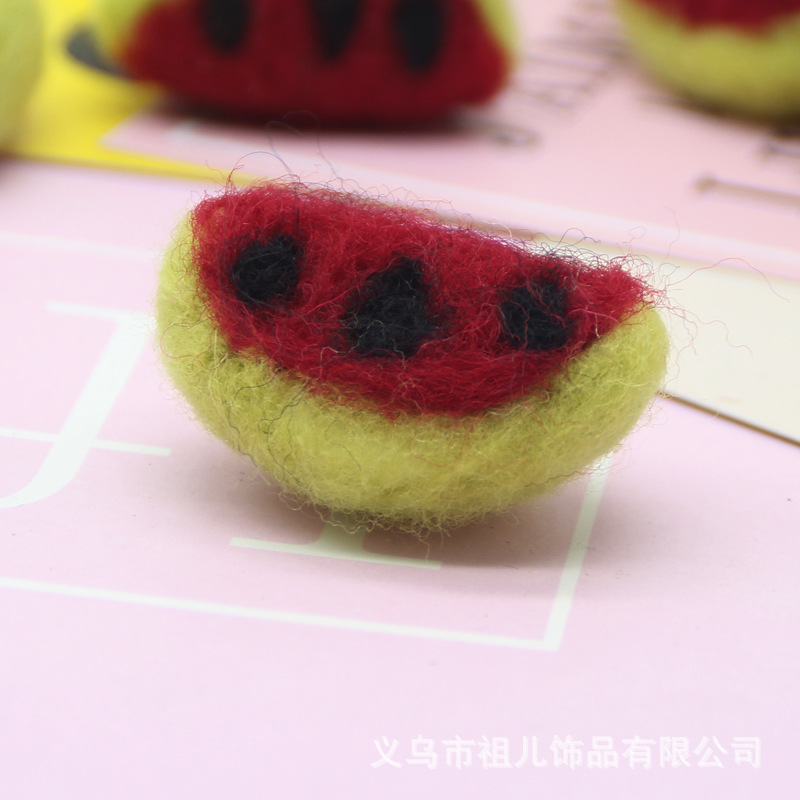 儿童发饰羊毛毡西瓜diy服饰品配件 手工戳戳乐材料包毛绒西瓜发圈
