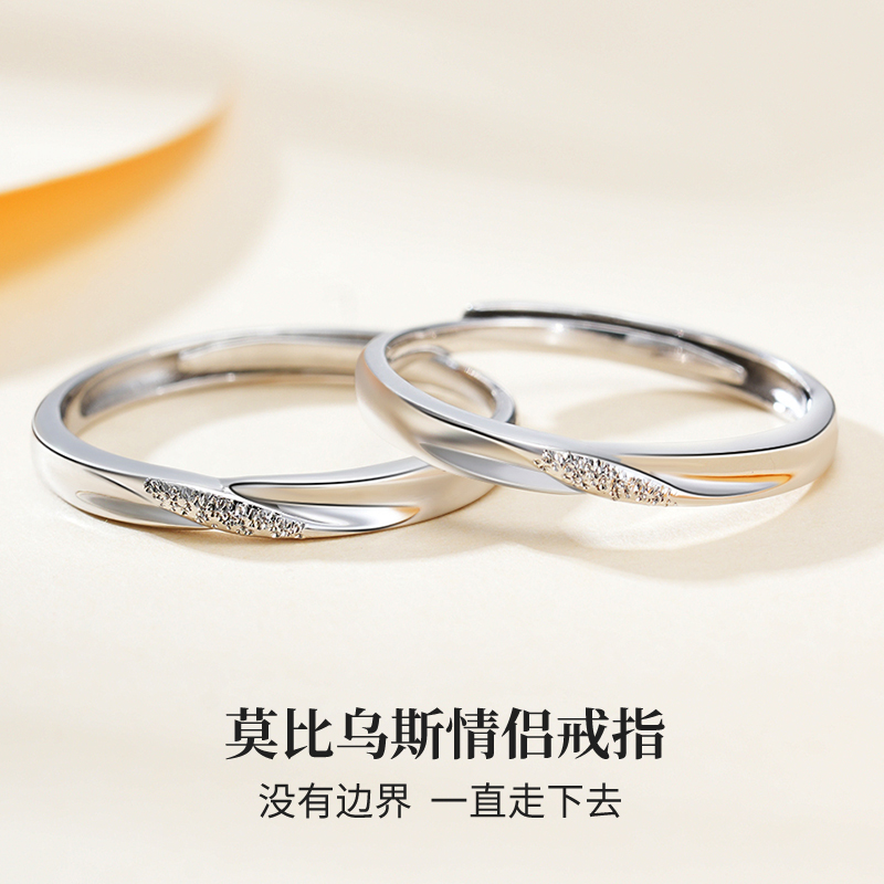 Mobius Strip Couple Ring S925 Sterling Silver Couple Special-Interest Design Couple Rings Birthday Gift for Girlfriend