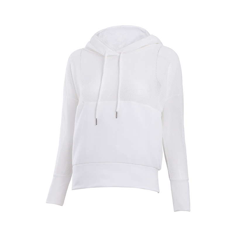 Spring Loose Casual Mesh Hooded Sunscreen Yoga Clothes Thin Sports Blouse Women's Running Breathable Workout Clothes Long Sleeve