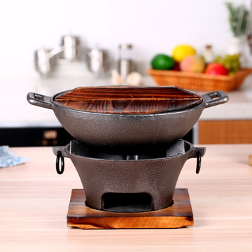 铸铁干锅炉干锅锅酒精炉干锅小火锅寿喜锅铸铁炖鱼锅铸铁煲仔