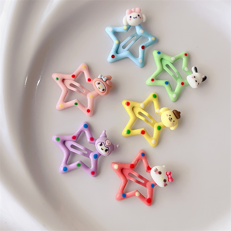 New Five-Pointed Star Headdress Polka Dot Five-Pointed Star Sanliou Barrettes Bb Clip Cute XINGX Hairpin Broken Hair Girl Clip