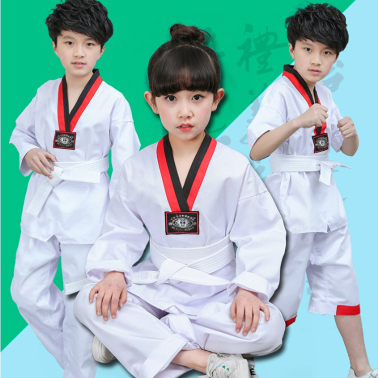 Tkd Uniform Factory Supply Children Adult Variety Taekwondo Clothing Long Sleeve and Short Sleeve Spring and Summer Beginner Training Wear