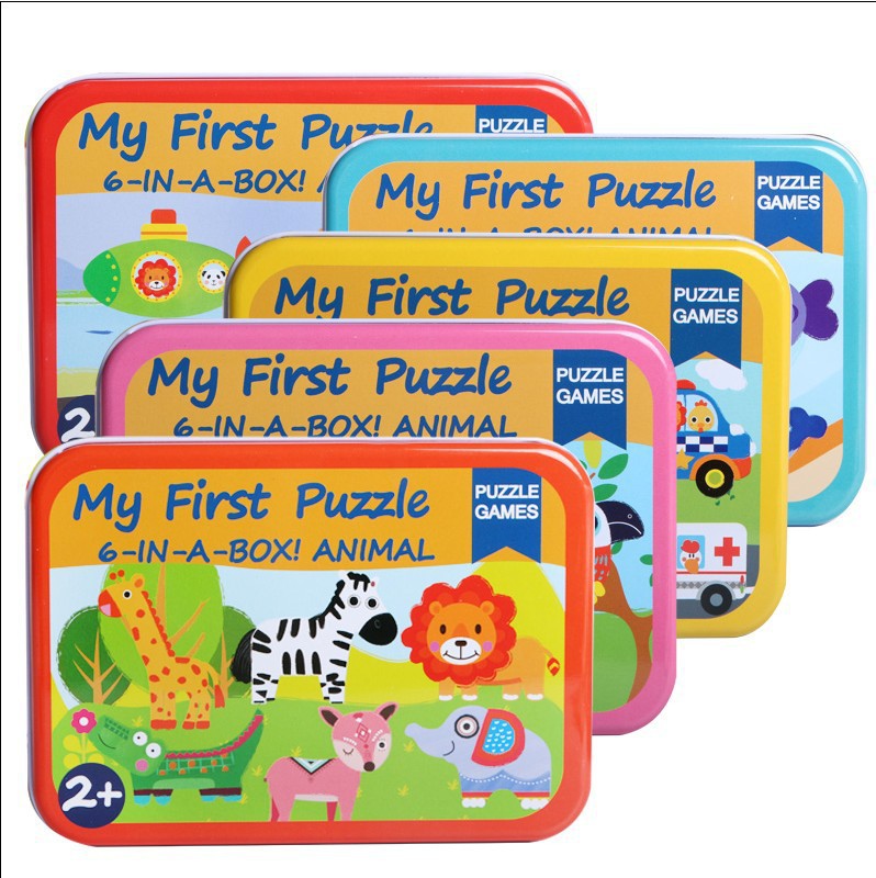 木制儿童卡通动物交通大块拼图宝宝益智力幼儿拼板玩具1-2-3岁