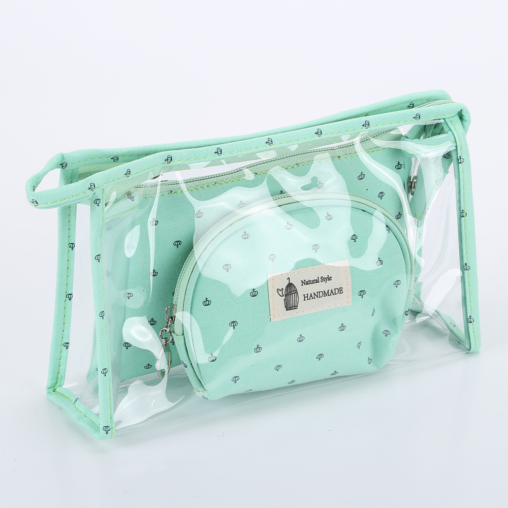 Transparent Three-Piece Cosmetic Bag Travel Cosmetic Bag Cotton Storage Bag