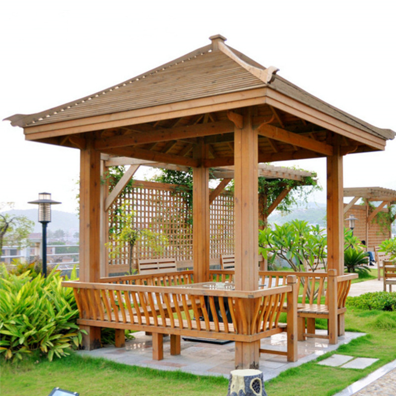 防腐木凉亭 碳化凉亭 户外木屋凉亭 景观走廊花架 廊架凉亭