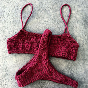 2020速卖通爆款泳衣性感打褶三角比基尼 欧美泳衣女2020 313-阿里巴巴