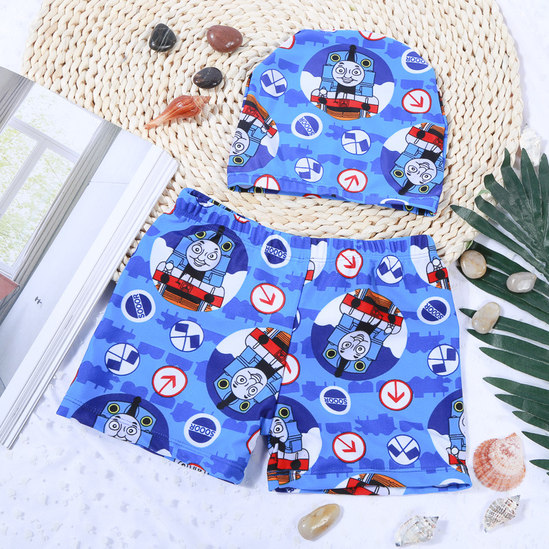 2024 Fashion Children's Swimming Trunks Outdoor Baby Boys' Swimming Shorts Student Swimming Trunks with Swimming Cap One Piece Dropshipping