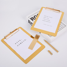 金色不锈钢写字板文件夹菜单夹金属夹板A4板夹写字板垫板资料夹