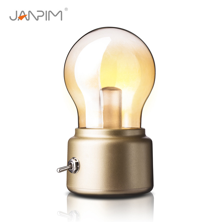 Janpim Bulb Lamp Usb Night Light Retro New Exotic Glass Creative Led Table Lamp Foreign Trade One-Piece Delivery