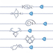 银唯美925银十二星座手链 天然托帕石手饰 银唯美情人节礼物饰品
