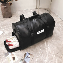 PU旅行包皮质出差手提包大容量短途旅游行李袋商务单肩斜挎大包包