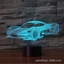 2022外贸新款车7 3D灯 七彩充电触控LED视觉灯 礼品装饰台灯4002