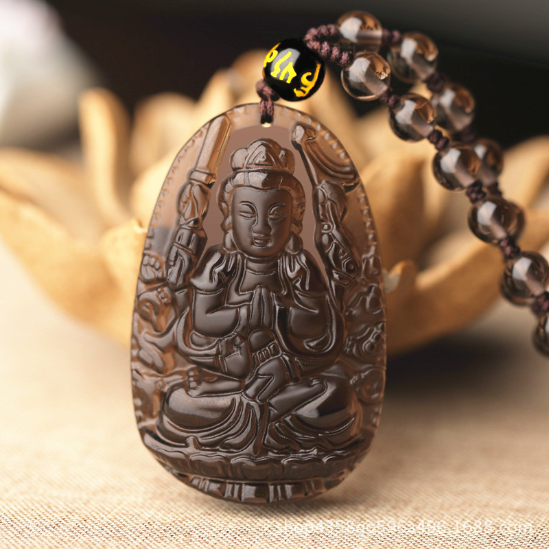 Mu Rui Natural Icy Obsidian Crystal Buddha Pendant Wholesale Guardian Winter Sweater Chain