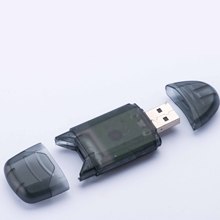 SD读卡器 透明小双帽SD卡读卡器USB2.0 单卡读卡器带灯