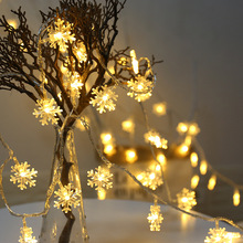 雪花灯串圣诞灯串 led彩灯电池盒灯串新年春节圣诞树节日装饰串灯