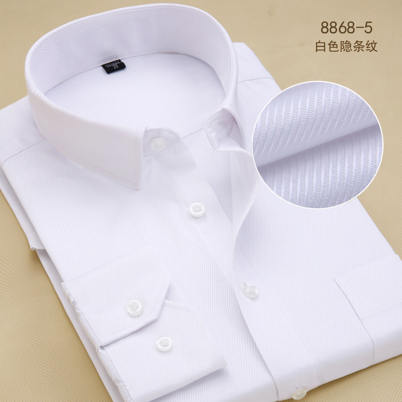 Men's Black Shirt Long-Sleeved Shirt Business Slim-Fit Pure White Men's and Women's Dark Twill Solid Color Workwear Professional