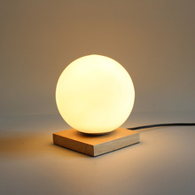 跨境专供实木玻璃圆球led台灯卧室床头客厅书房电脑桌调光小台灯