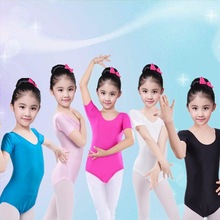 儿童舞蹈服装春秋女童芭蕾练功服短袖体操连体氨纶考级形体演出服
