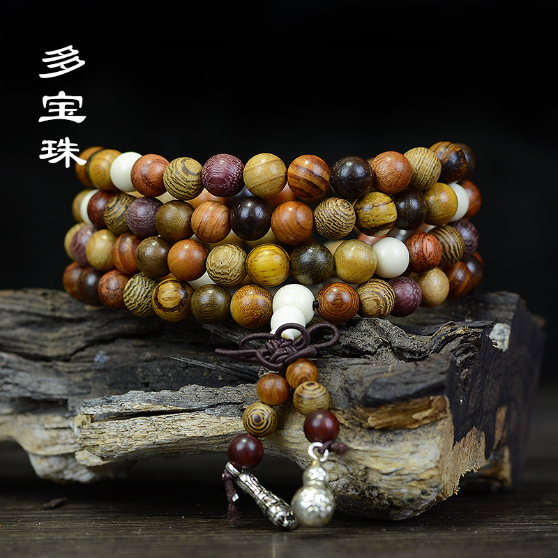 Duobao Beads Rosary Bracelet 108 Women's Bracelet Rosewood Chicken Wing Wood Yellow Pear Wenwan Small Jewelry Manufacturer