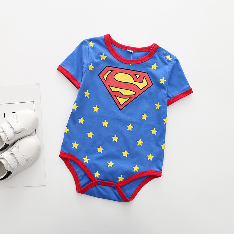 One Piece Dropshipping Baby Thin Baby Spider-Man Printed Short-Sleeved Triangle Jumpsuit Summer Cotton Rompers Romper Baby Clothes