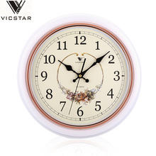 威时达VICSTAR 厂家直销14英寸圆形北欧现代简约客厅家居静音挂钟