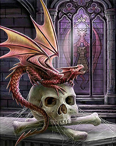 骷髅头 龙钻石画