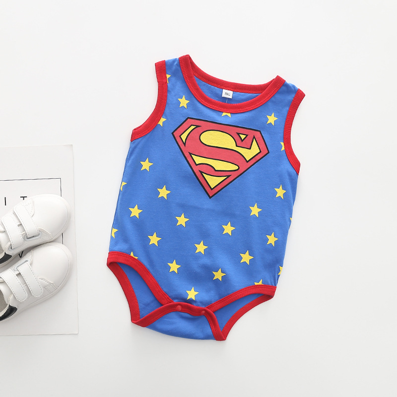 One Piece Dropshipping Baby Thin Baby Spider-Man Printed Short-Sleeved Triangle Jumpsuit Summer Cotton Rompers Romper Baby Clothes