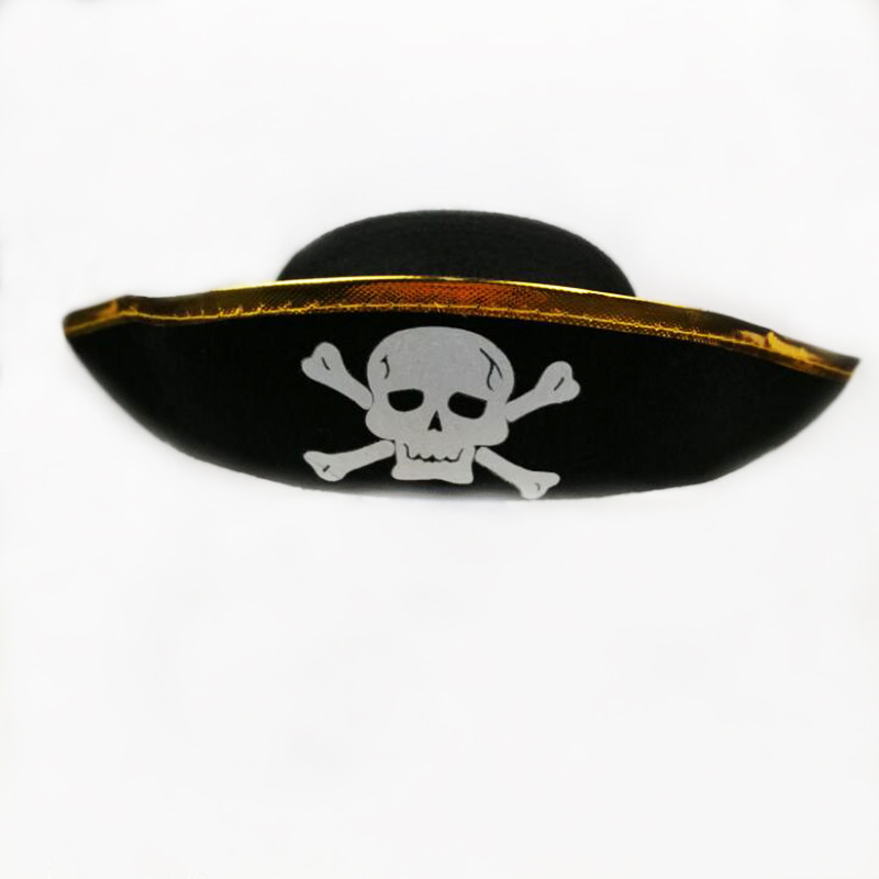 Pirate Hat Halloween Children's Cosplay Props Pirate Captain Hat Party Supplies Skull Felt Hat