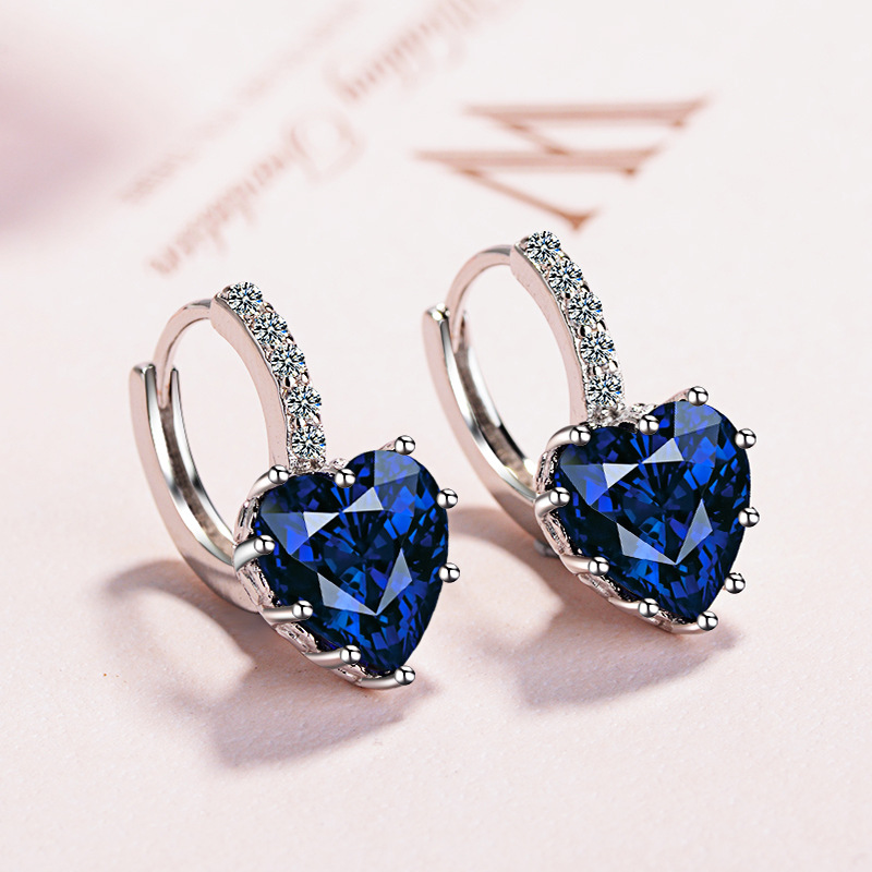 Heart Decoration Korean Fashion Earrings Women's Heart-Shaped Zircon Earrings Stylish Graceful Simple Earrings Factory Wholesale