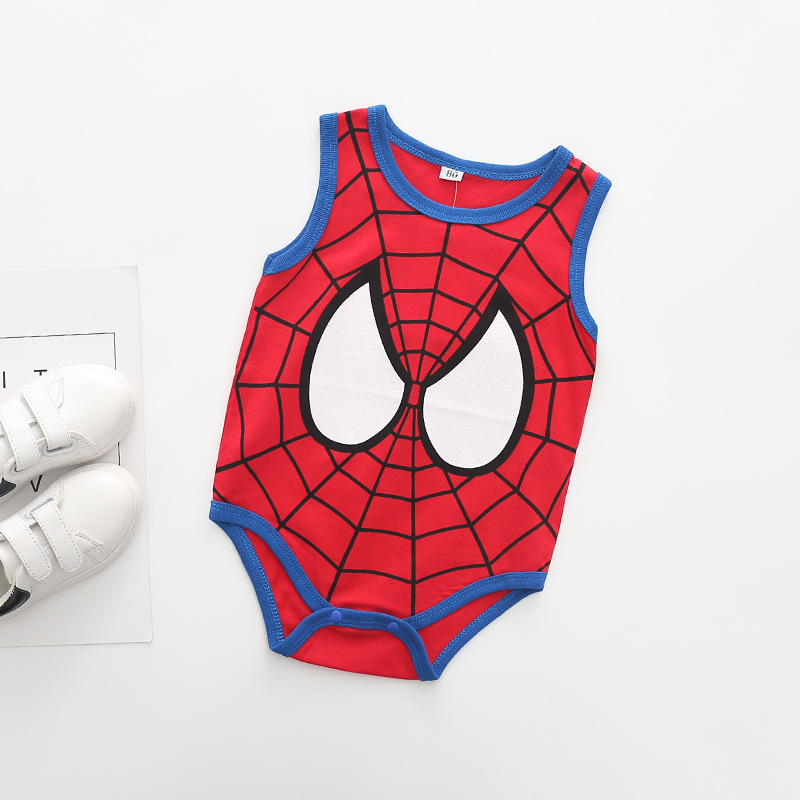 One Piece Dropshipping Baby Thin Baby Spider-Man Printed Short-Sleeved Triangle Jumpsuit Summer Cotton Rompers Romper Baby Clothes