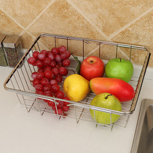 不锈钢厨房置物架水槽沥水篮 伸缩沥水架果蔬碗碟收纳篮洗菜篮