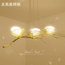 创意鸟巢餐厅吊灯温馨浪漫咖啡厅北欧个性led简约现代艺术3头灯具