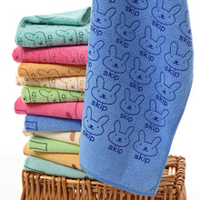 厂家批发25*50超细纤维印花卡通童巾吸水幼儿园小毛巾 儿童毛巾