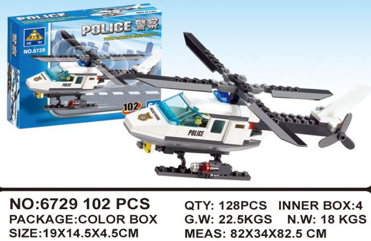 Kazi 6729 City Series Police Helicopter Small Particle Assembly Building Blocks Children Educational Toy Gift Ornaments
