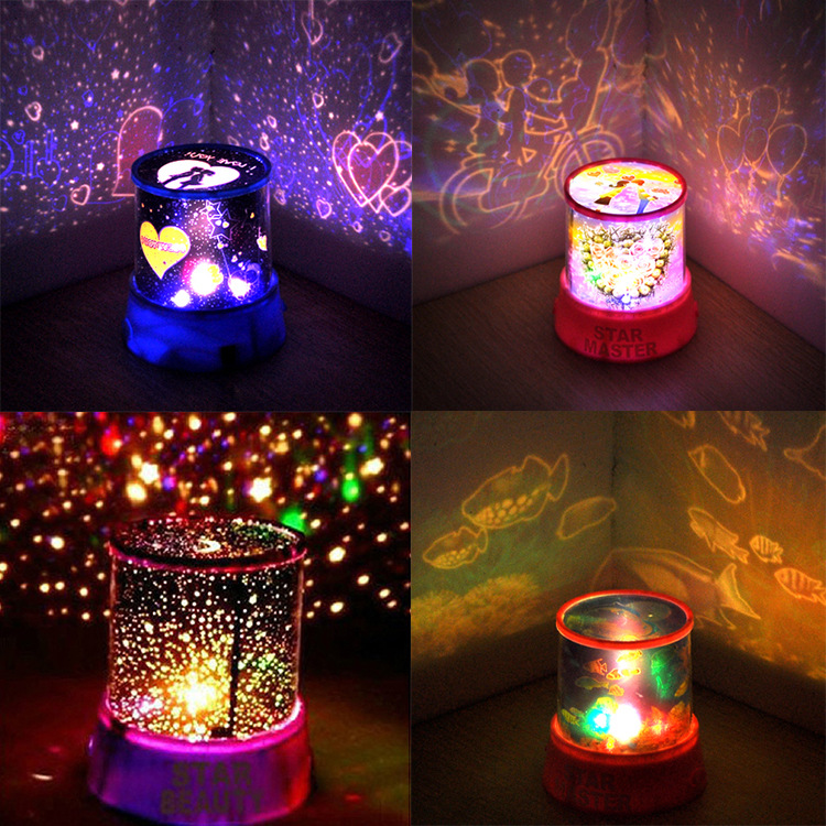 Led Romantic Star Projector Star Light Colorful Bedroom Small Night Lamp Night Light Starry Sky Projection Lamp Stall