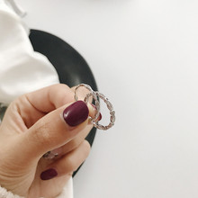 咔诗特 韩国韩版S925纯银 极简单圈个性气质精致开口戒指戒子小众
