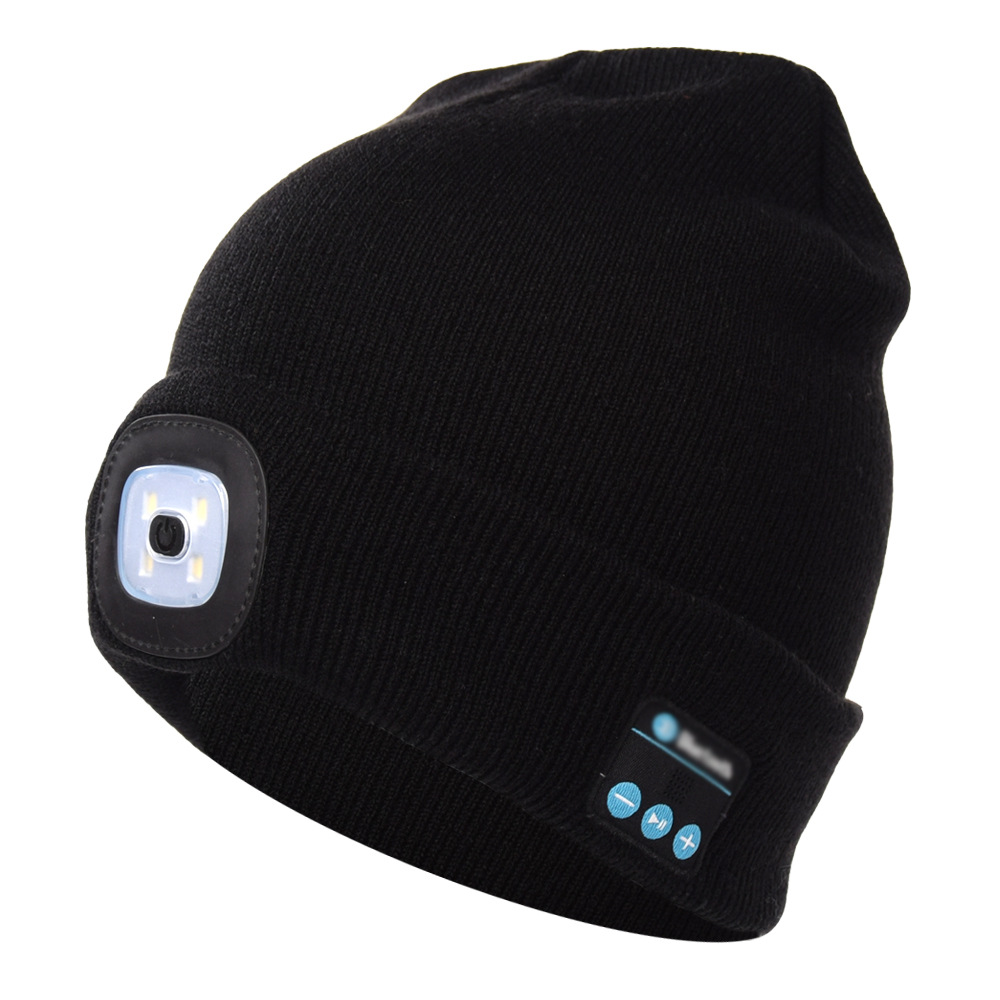 Rechargeable with Bluetooth Headset Led Light Knitted Hat Luminous Outdoor Led Cap