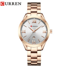 Curren卡瑞恩9007女士钢带休闲石英手表简约腕表女款手表